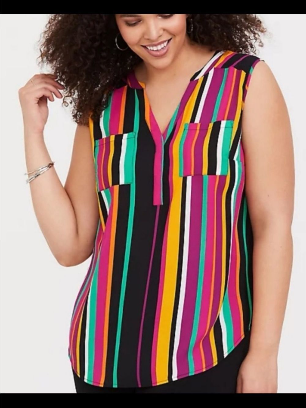 Torrid Harper Multicolor Stripe Sleeveless Top Button Up Women’s 2XL XXL